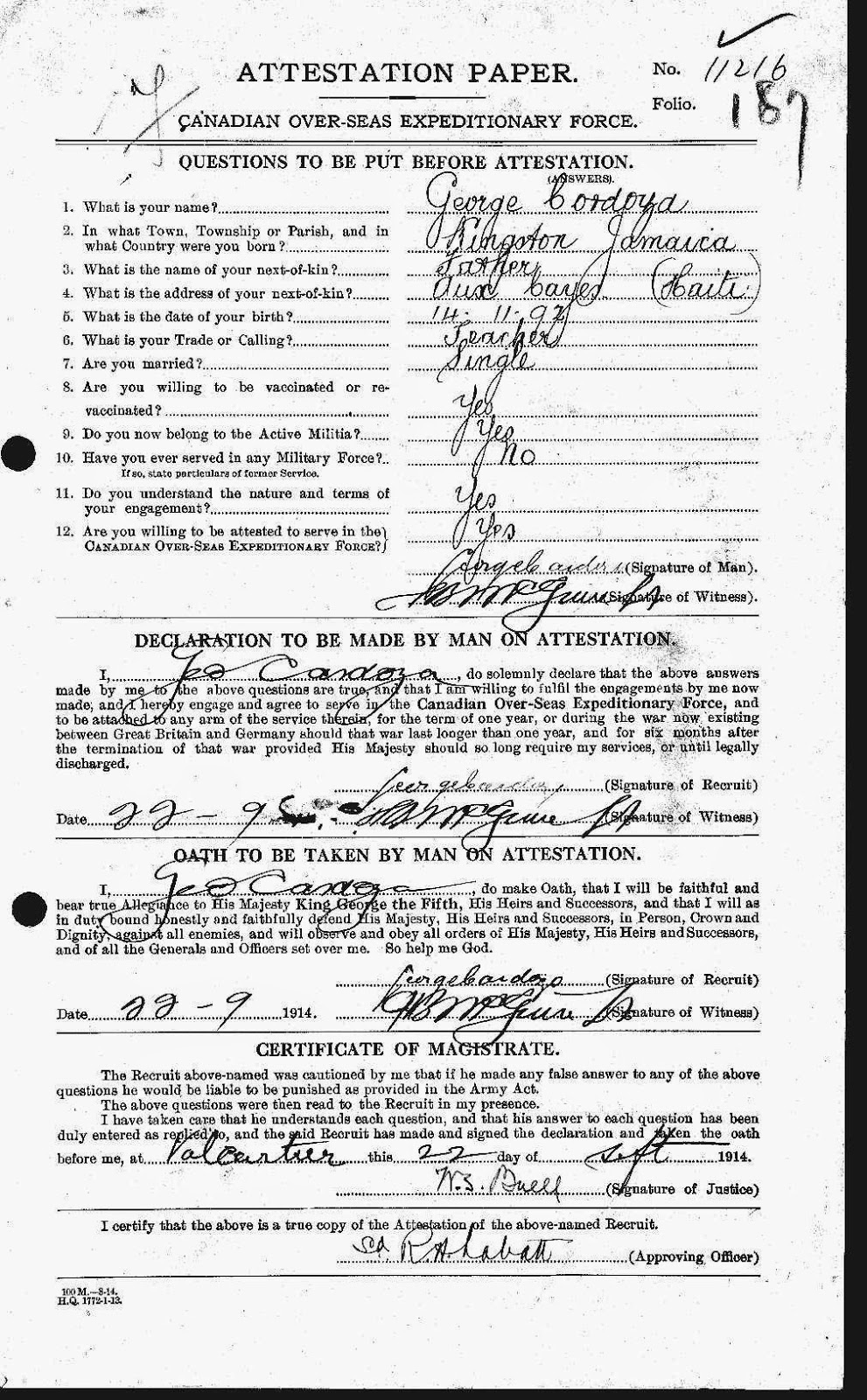 George's attestation paper